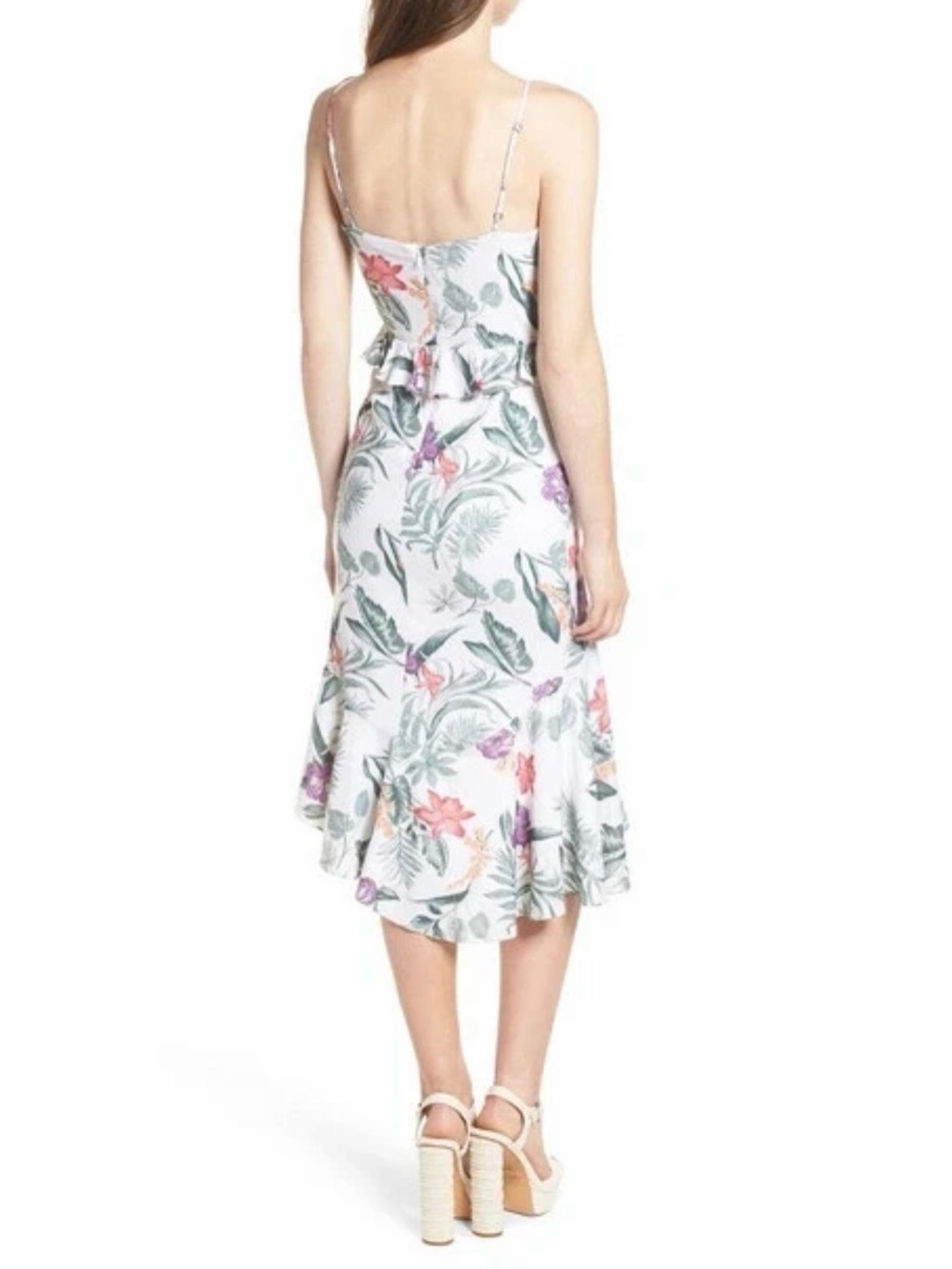 Wayf Mahari Ruffle Knot Front Floral Linen Blend Dress - Picture 4 of 16